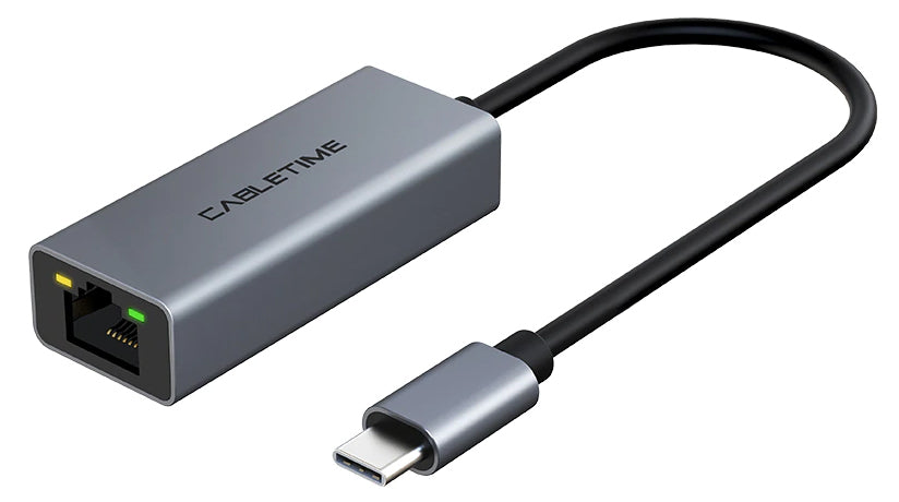 CABLETIME αντάπτορας δικτύου CT-CML100, USB-C, 100Mbps Ethernet, γκρι