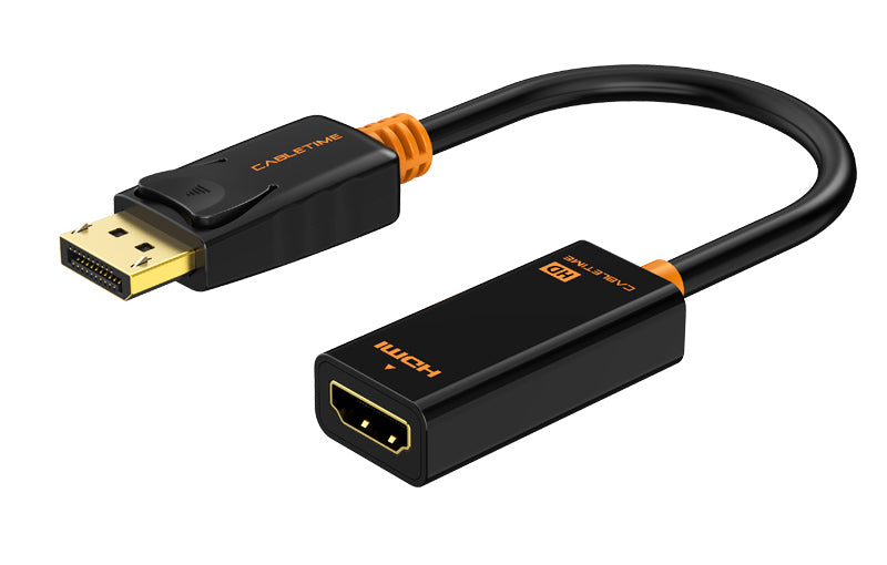 CABLETIME αντάπτορας DisplayPort σε HDMI CT-01G, 1080p, 0.2m, μαύρος