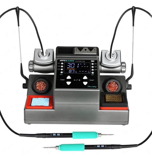 AIFEN ψηφιακός σταθμός συγκόλλησης A902, 2x κολλητήρια, 350W, 110-450 °C