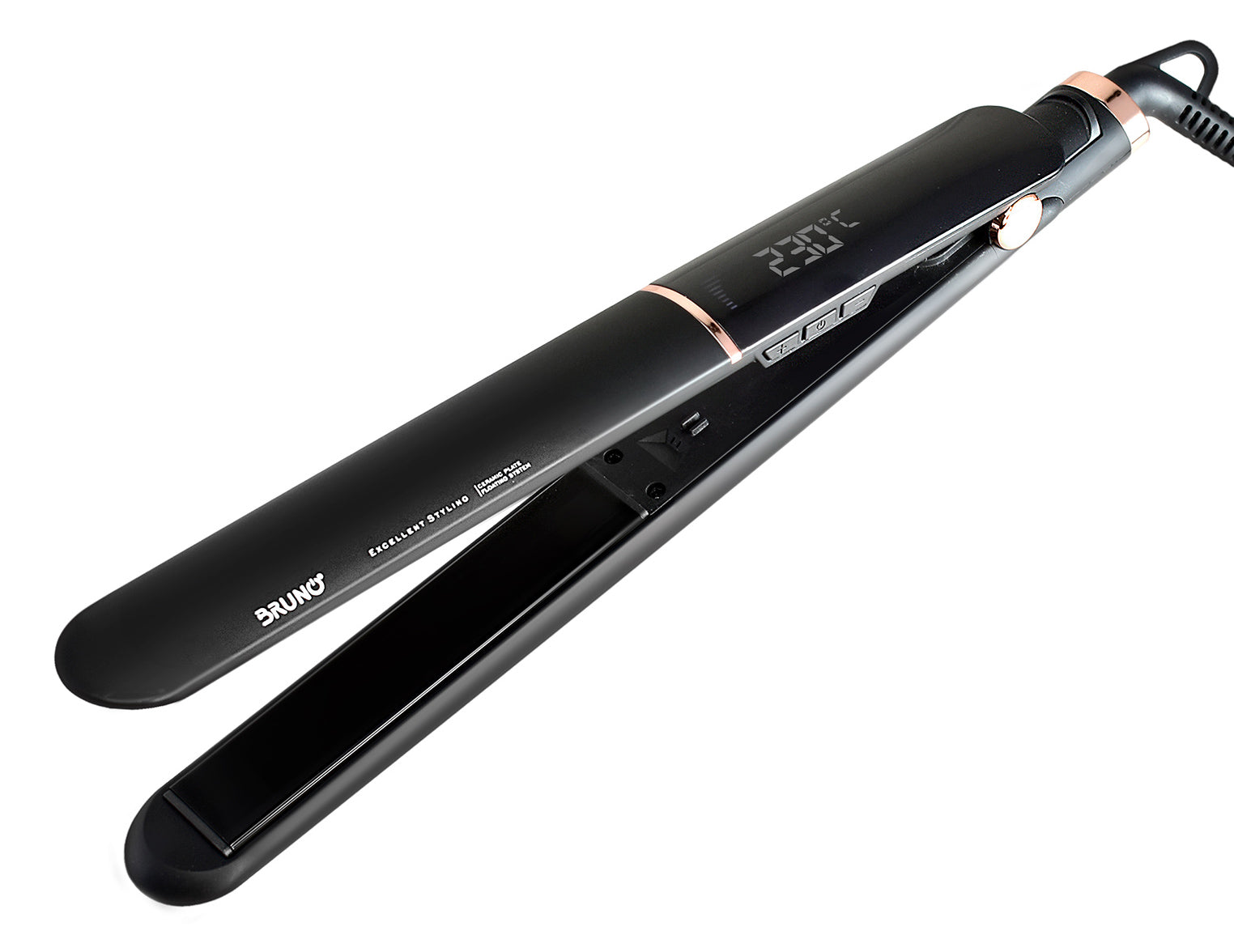 BRUNO BRN-0219 Ισιωτική πρέσα μαλλιών με κεραμικές πλάκες, 50W, ψηφιακή ένδειξη, black-copper