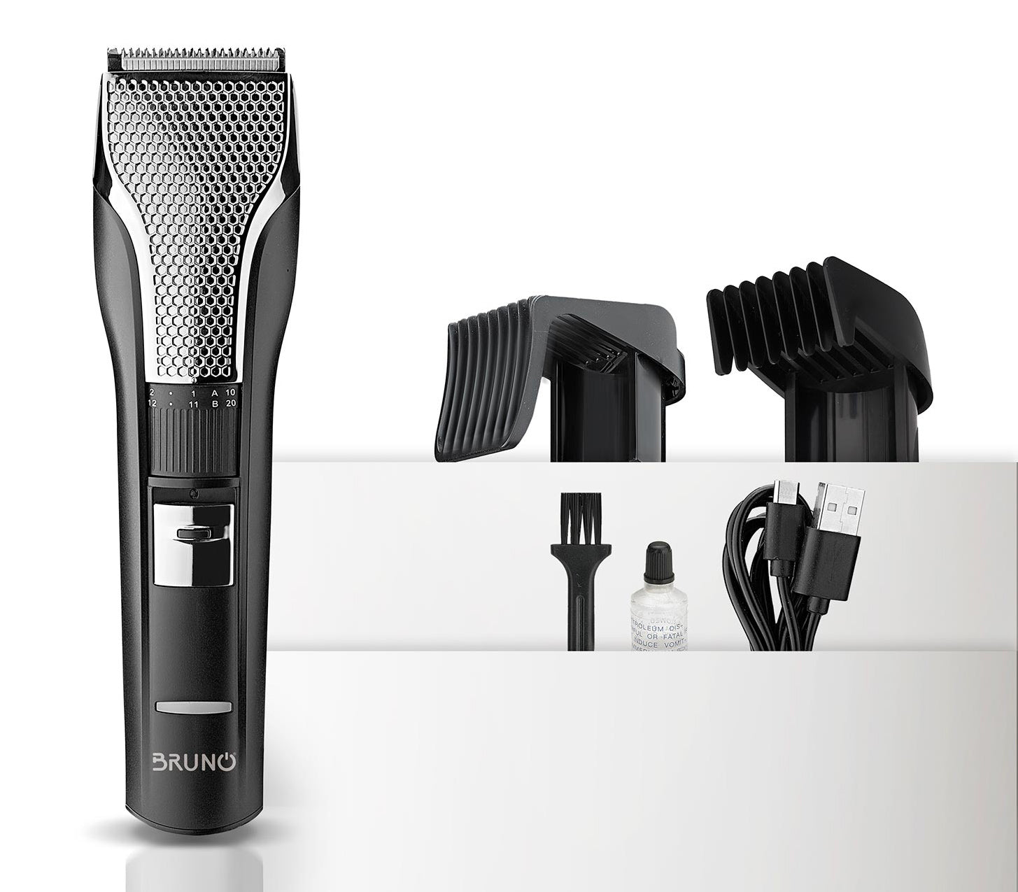 BRUNO BRN-0220 Κουρευτική μηχανή επαναφορτιζόμενη, μαύρη