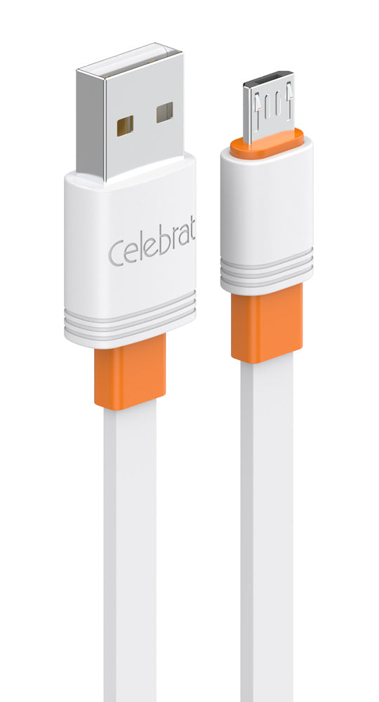 CELEBRAT καλώδιο micro USB σε USB CB-33M, flat, 2.1A, 1m, λευκό