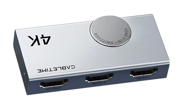 CABLETIME HDMI switch CT-HS4K-AG, 2 σε 1, 4K/60Hz, bi-directional, γκρι