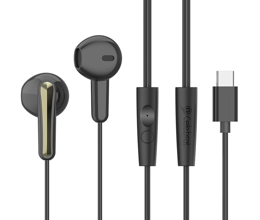 CELEBRAT earphones με μικρόφωνο G37, USB-C σύνδεση, 14.2mm, 1.2m, μαύρα
