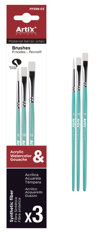 ARTIX PAINTS σετ πινέλων ζωγραφικής PP399-03, πράσινο, 3τμχ